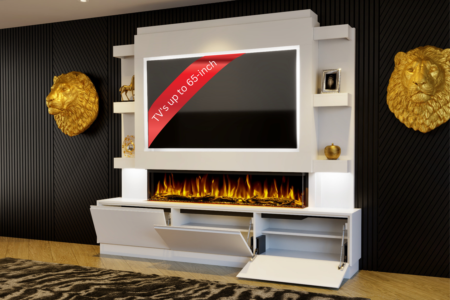 Evolution Fires - Pre-Built Media Wall Package 22 including Electric Fire-Media Walls-