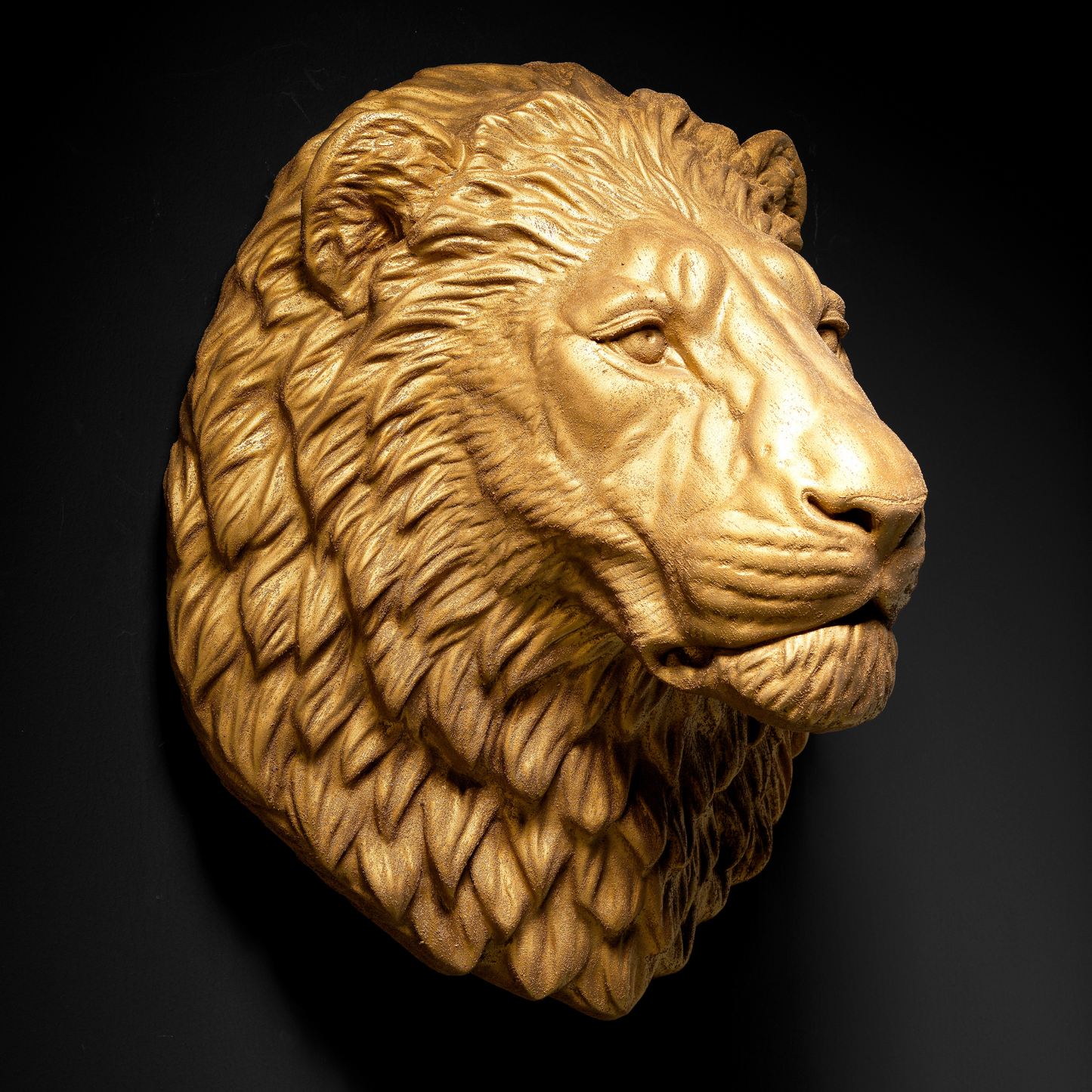 Large Lion Wall Art - Wall Mounted - Golden Lion Head