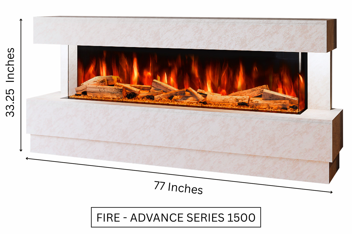 Evolution Fires - Raphael Electric Fireplace Suite (Pearl Stone Effect)