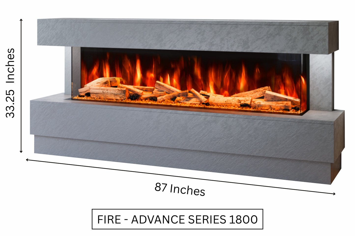 Evolution Fires - Raphael Electric Fireplace Suite - Grey Stone Effect