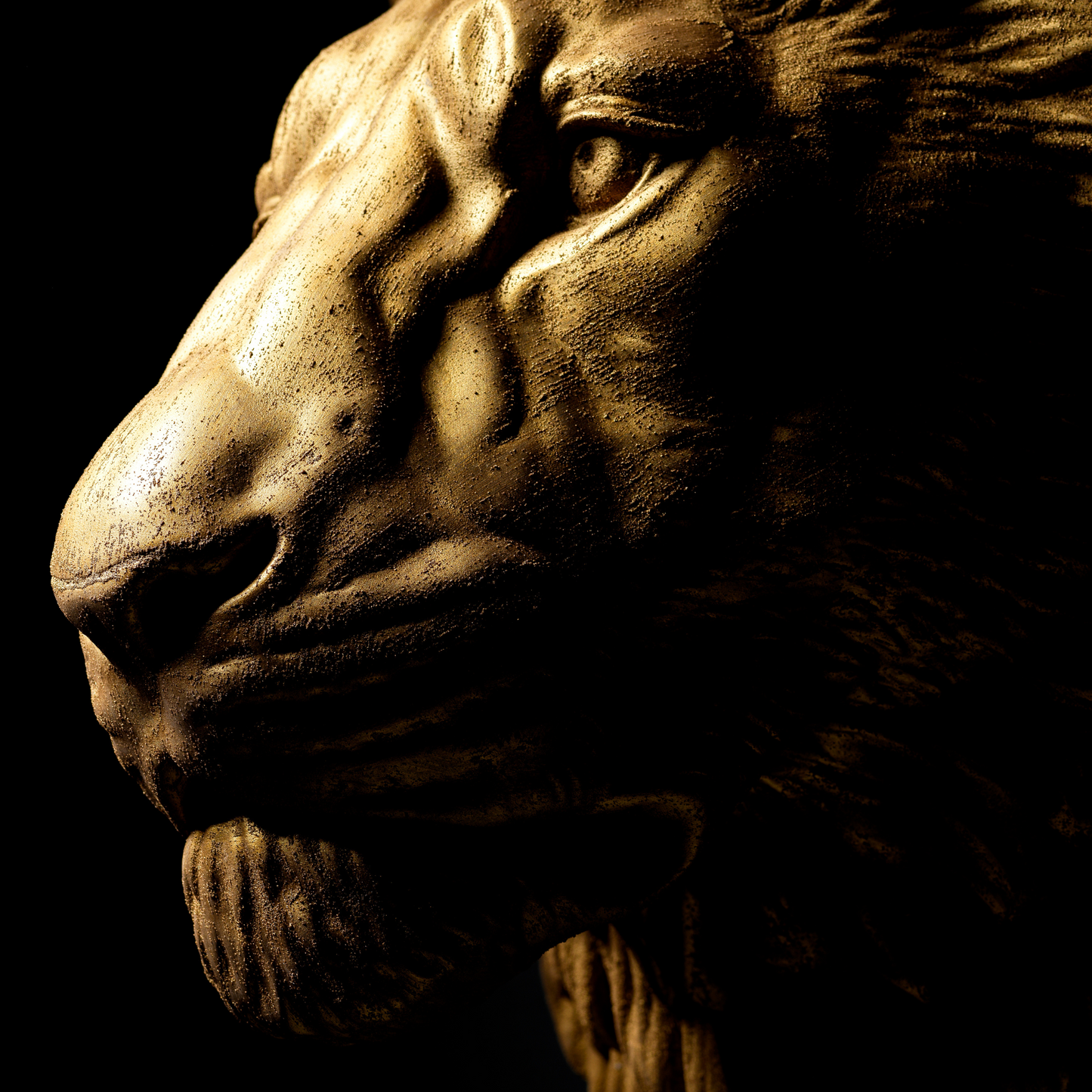 Large Lion Wall Art - Wall Mounted - Golden Lion Head