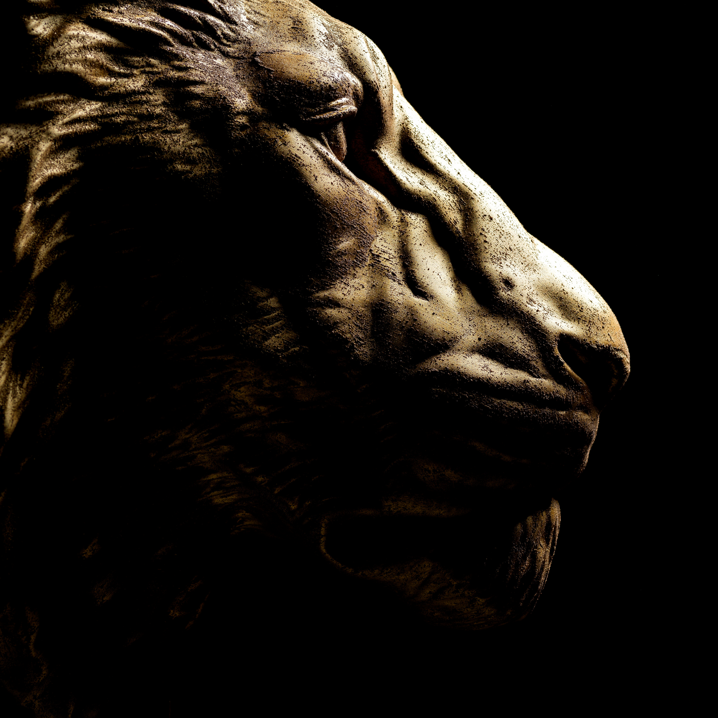Large Lion Wall Art - Wall Mounted - Golden Lion Head