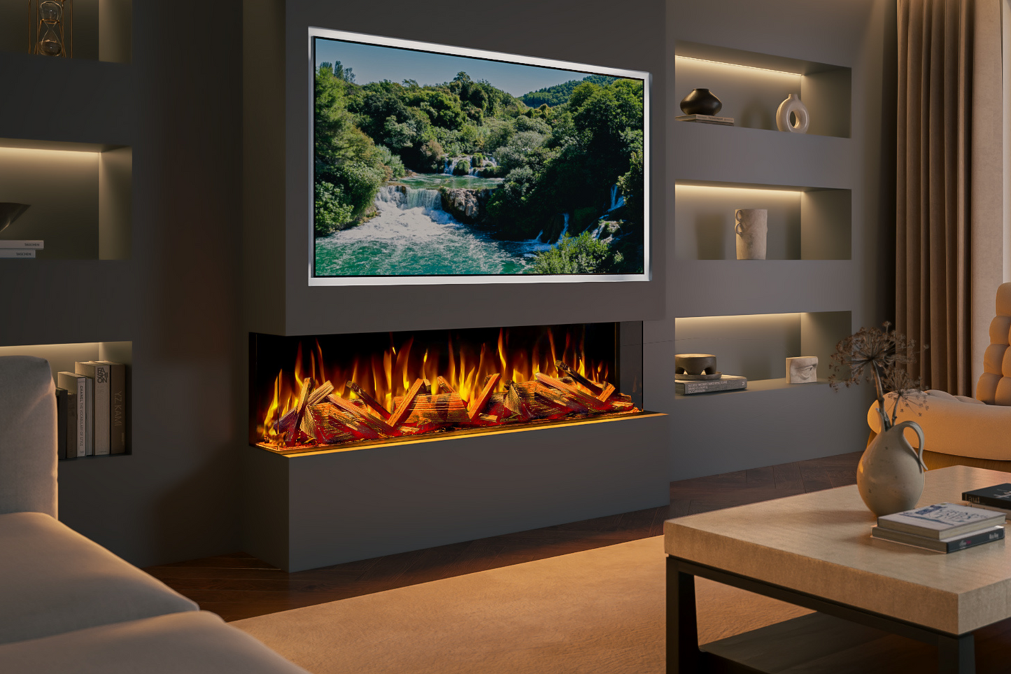 Evolution Fires Advance Series 1500 Media Wall Electric Fireplace-Media Wall Fires-