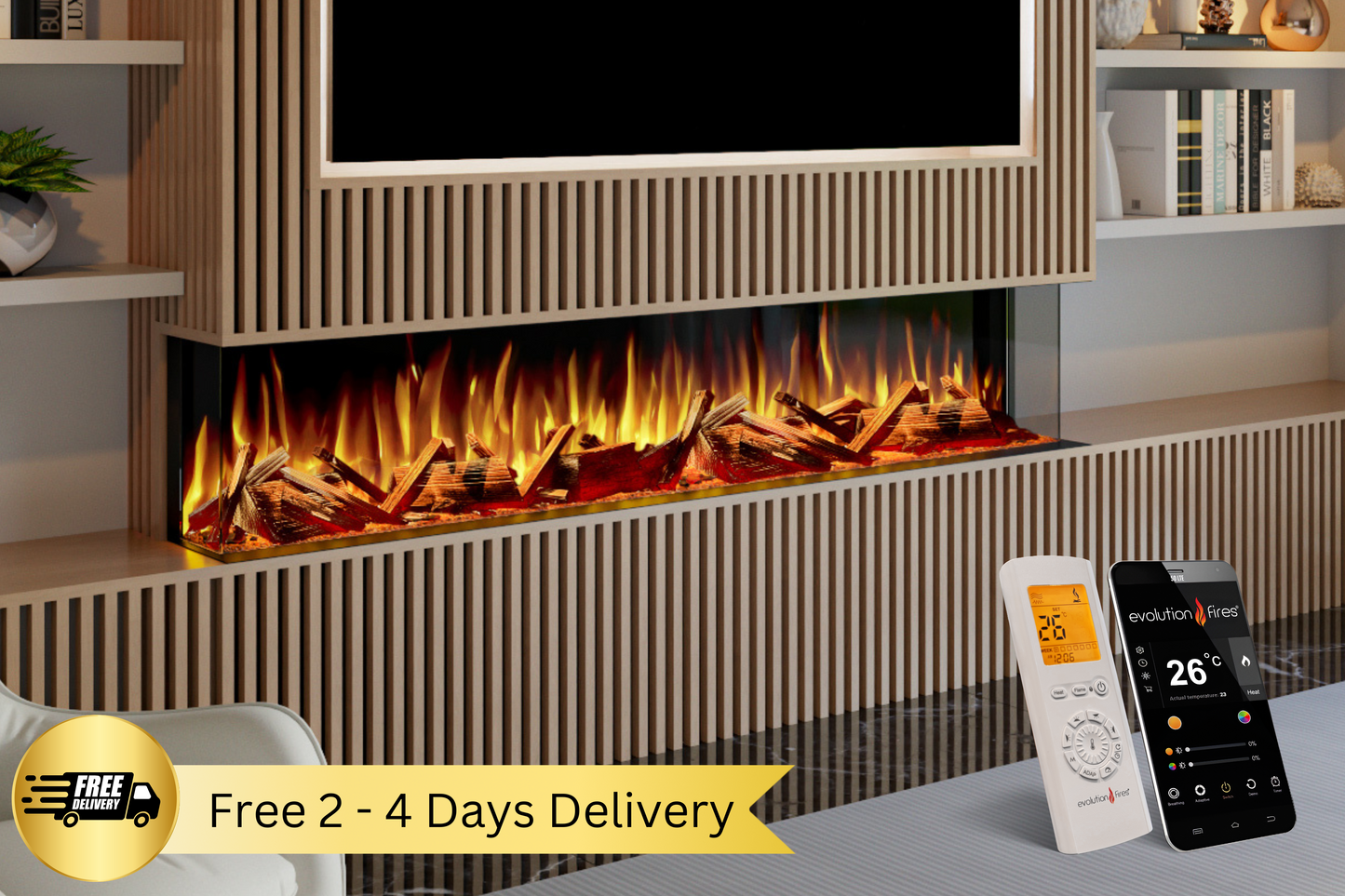 Evolution Fires Advance Series 1800 Media Wall Electric Fireplace-Media Wall Fires-
