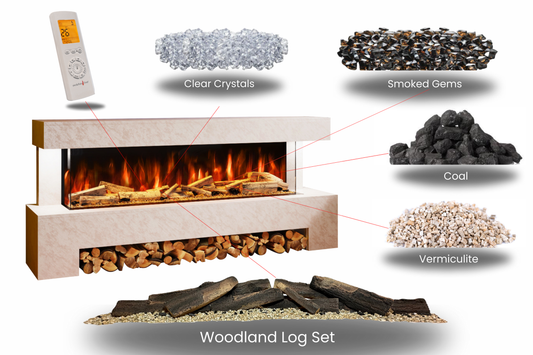 Evolution Fires Angelo Electric Fireplace Suite (Pearl Stone Effect)