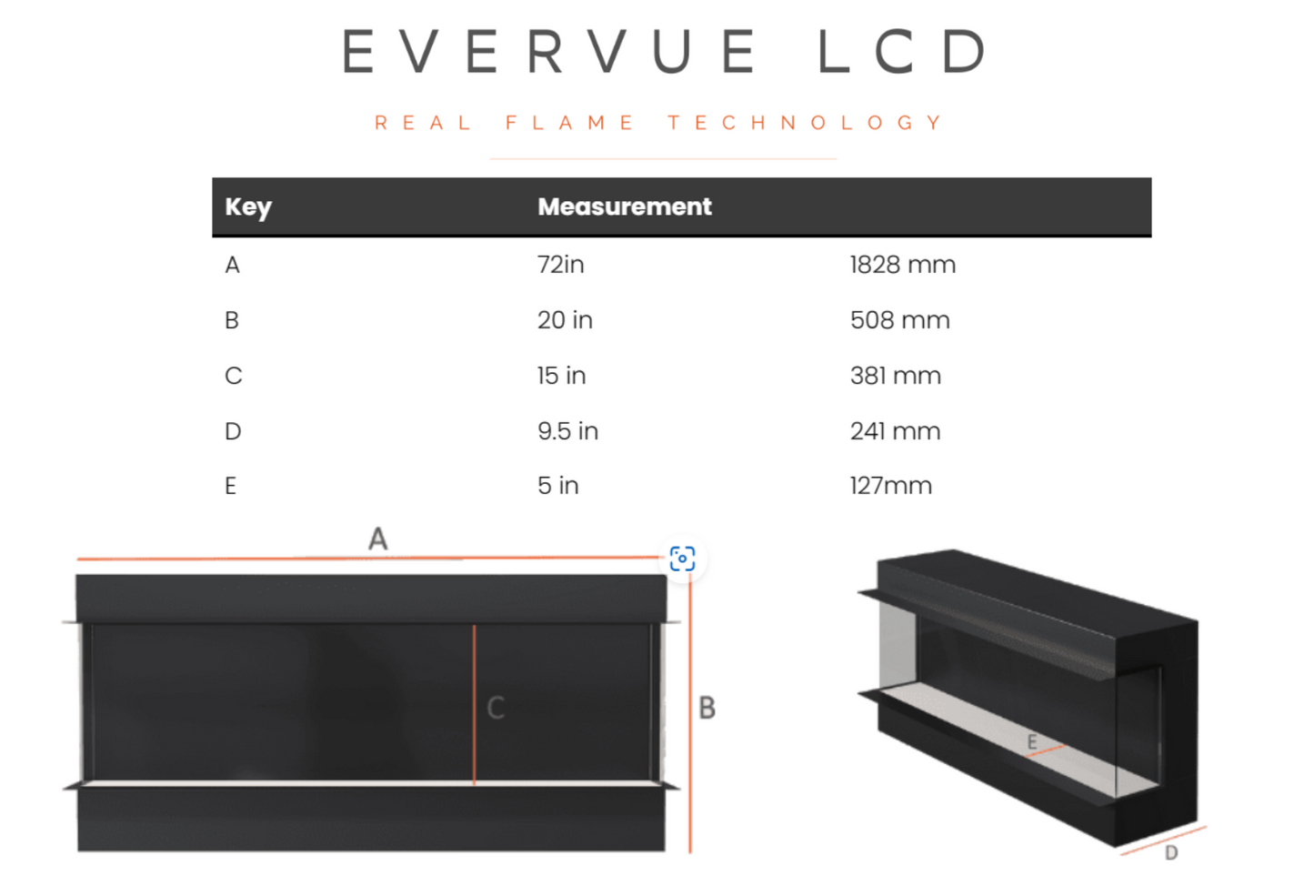 Evolution Fires Evervue 72 LCD Real Flame Electric Fireplace (APP Control)-Media Wall Fires-
