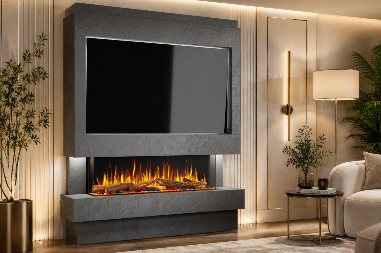 Evolution Fires Package 10 – Pre-Built Media Wall with Electric Fireplace