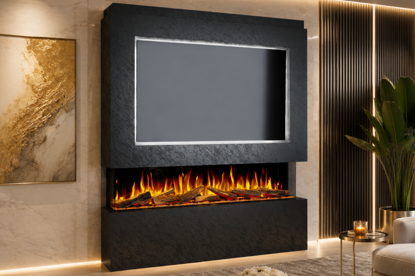 Evolution Fires Package 12 – Pre-Built Media Wall with Electric Fireplace