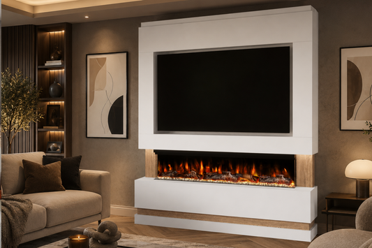 Evolution Fires Package 14 – Pre-Built Media Wall with Electric Fireplace