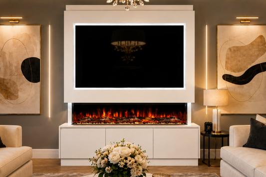 Evolution Fires Package 21 – Pre-Built Media Wall with Electric Fireplace