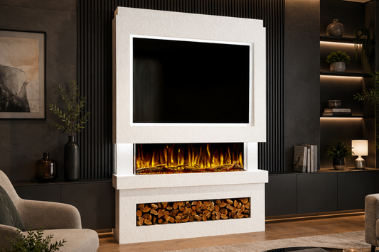 Evolution Fires Package 6 – Pre-Built Media Wall with Electric Fireplace