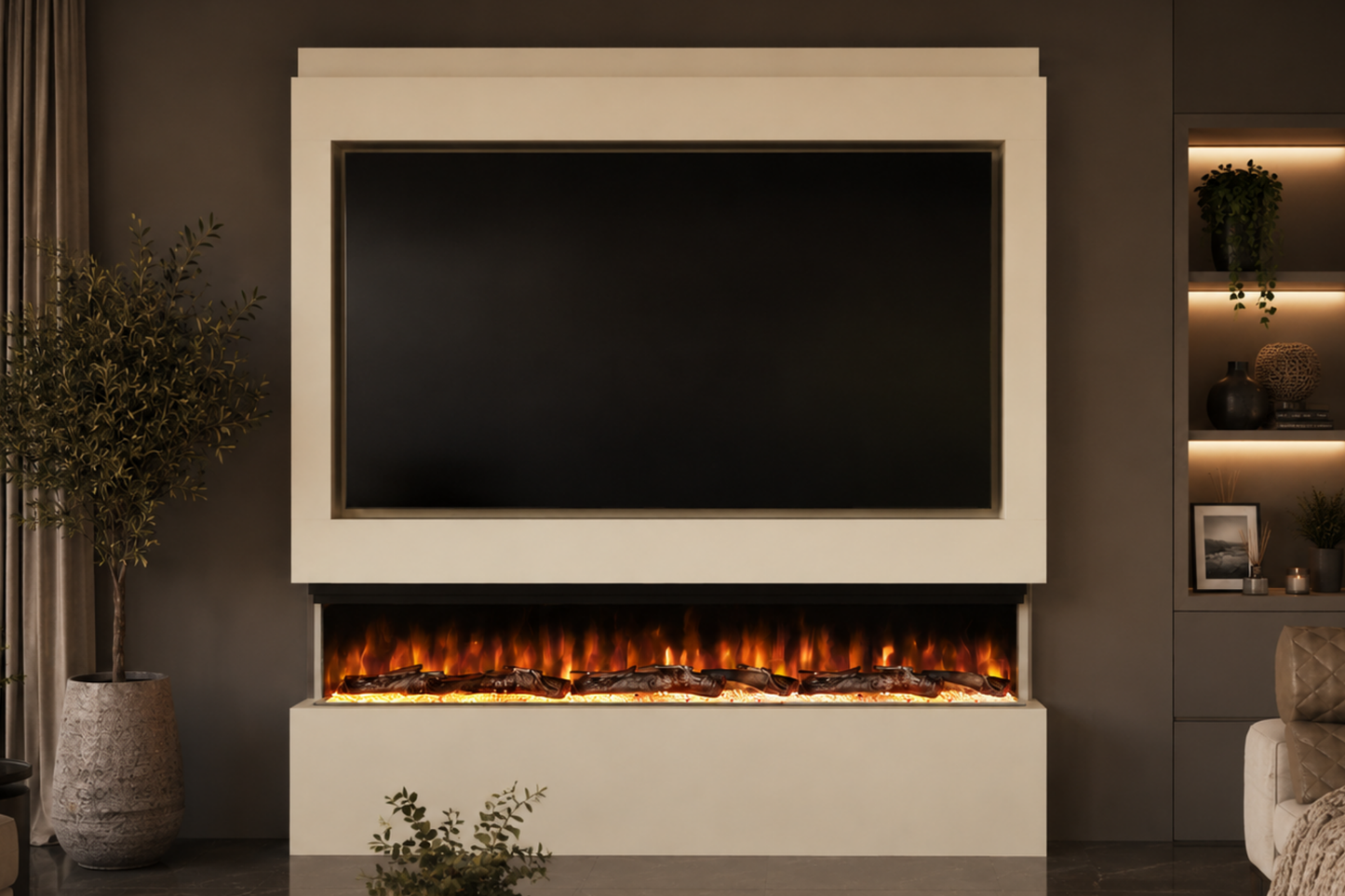 Evolution Fires Package 9 – Pre-Built Media Wall with Electric Fireplace