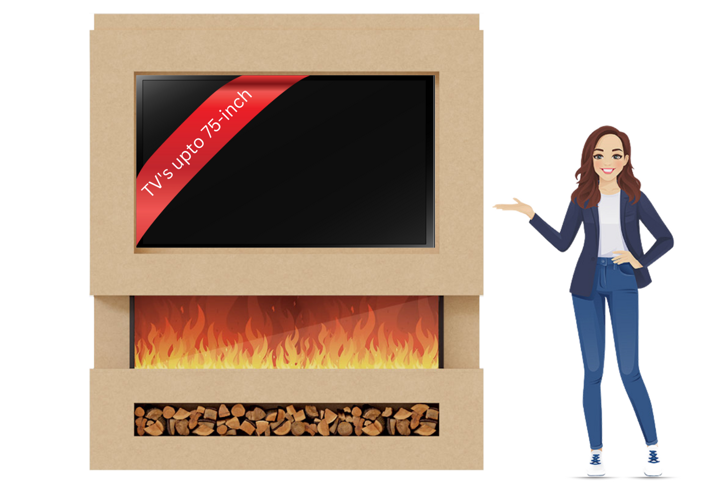 Evolution Fires Package 11 – Pre-Built Media Wall with Electric Fireplace-Media Walls-
