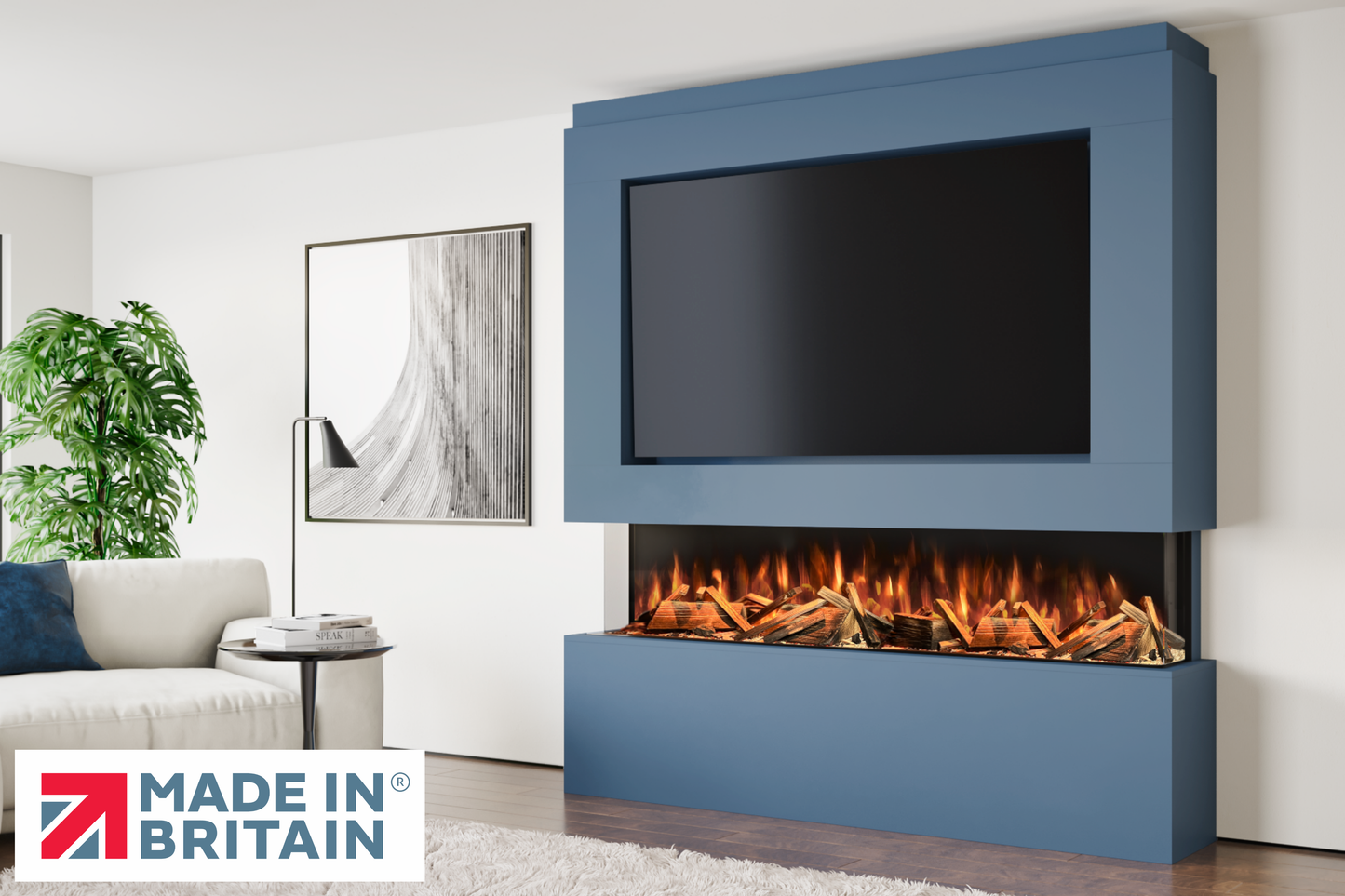Evolution Fires - Pre-Built Media Wall Package 12 including Electric Fire-Media Walls-Blue-