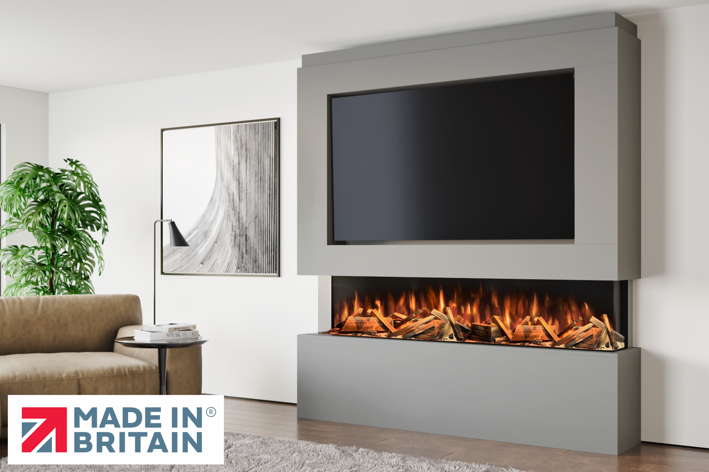 Evolution Fires - Pre-Built Media Wall Package 12 including Electric Fire-Media Walls-Grey-
