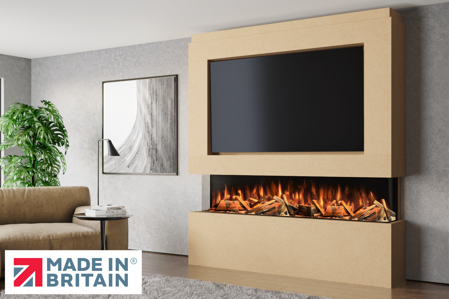 Evolution Fires - Pre-Built Media Wall Package 12 including Electric Fire-Media Walls-Ready to paint-