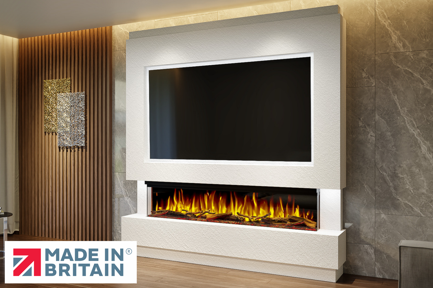 Evolution Fires - Pre-Built Media Wall Package 13 including Electric Fire-Media Walls-
