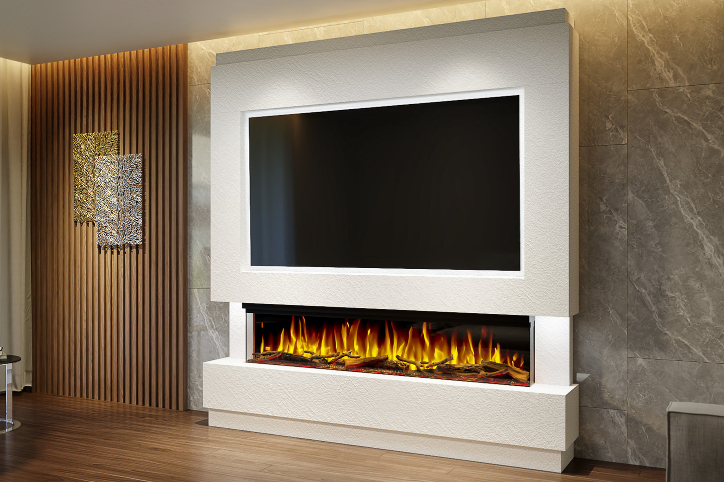 Evolution Fires Package 13 – Pre-Built Media Wall with Electric Fireplace