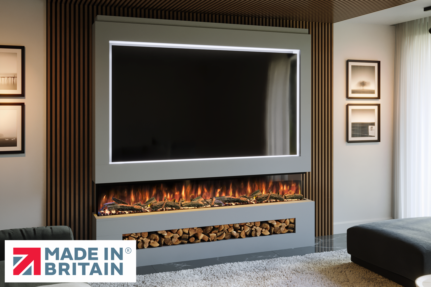 Evolution Fires - Pre-Built Media Wall Package 16 including Electric Fire-Media Walls-Grey-
