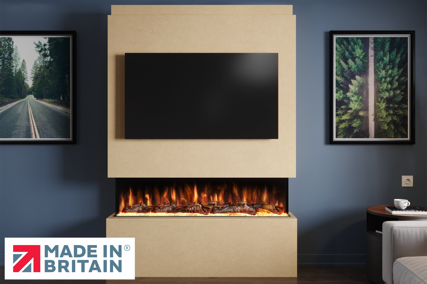 Evolution Fires - Pre-Built Media Wall Package 19 including Electric Fire-Media Walls-Ready to Paint-
