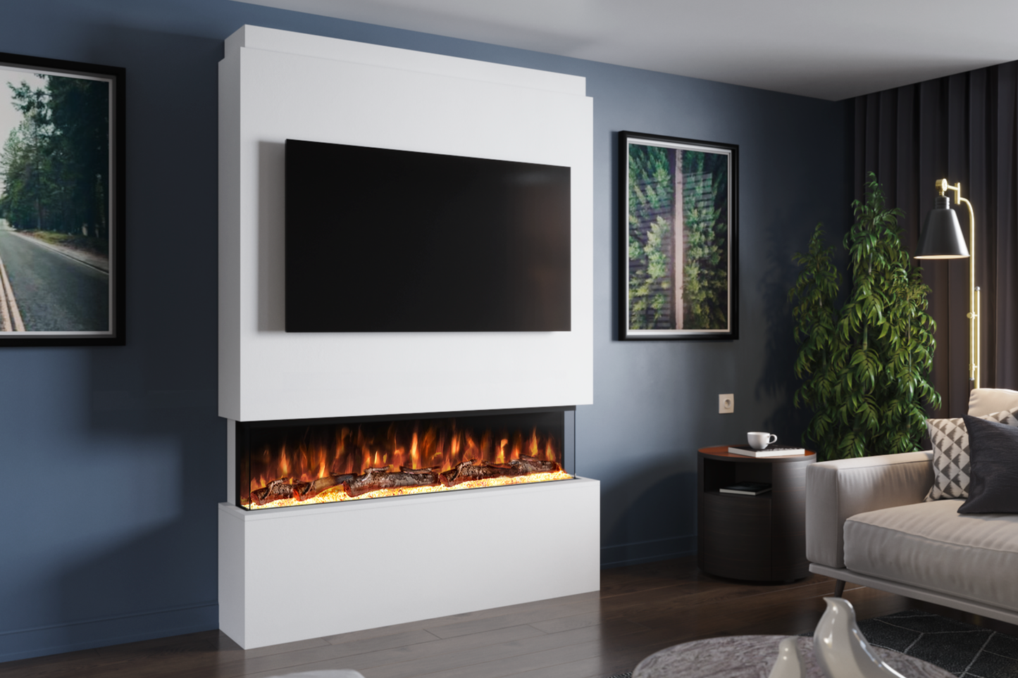 Evolution Fires Package 19 – Pre-Built Media Wall with Electric Fireplace