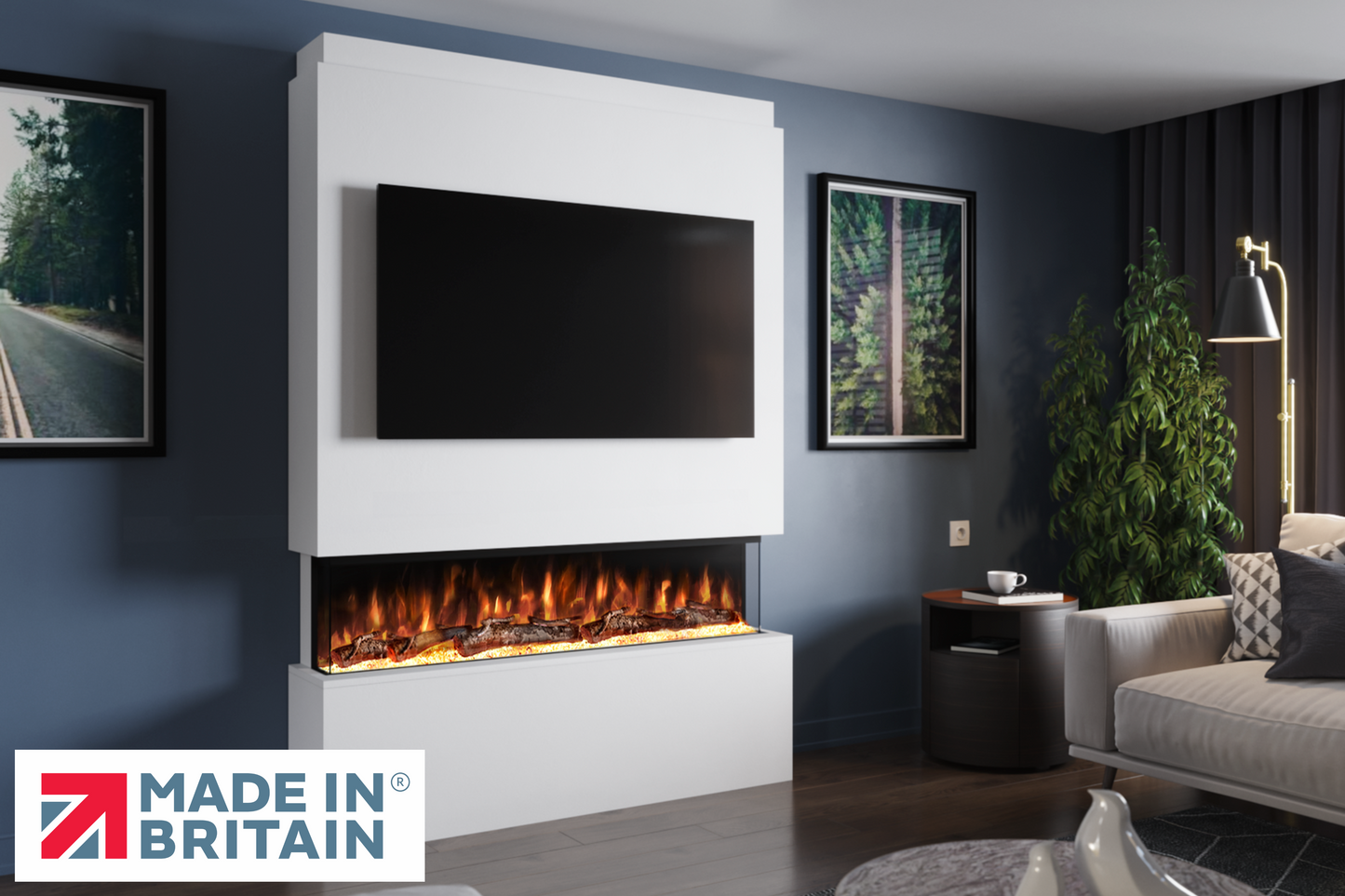 Evolution Fires - Pre-Built Media Wall Package 19 including Electric Fire-Media Walls-White-