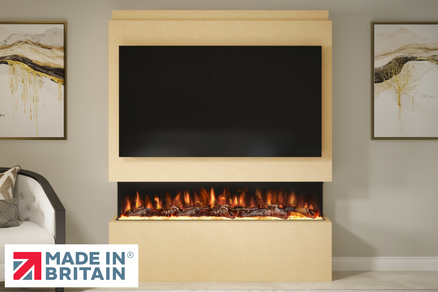 Evolution Fires - Pre-Built Media Wall Package 20 including Electric Fire-Media Walls-Ready to Paint-