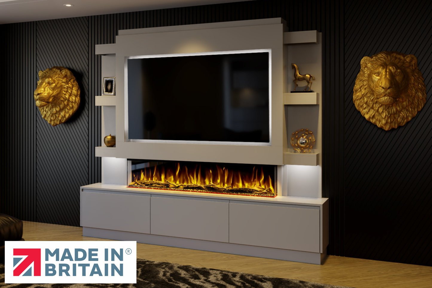 Evolution Fires - Pre-Built Media Wall Package 22 including Electric Fire-Media Walls-Grey-