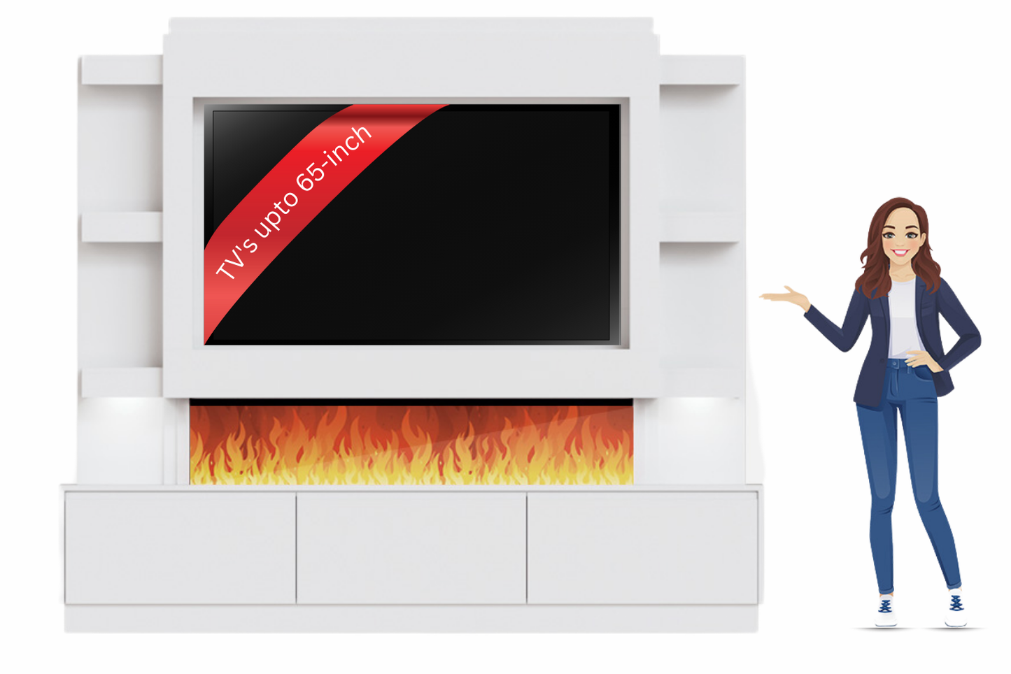 Evolution Fires - Pre-Built Media Wall Package 22 including Electric Fire-Media Walls-