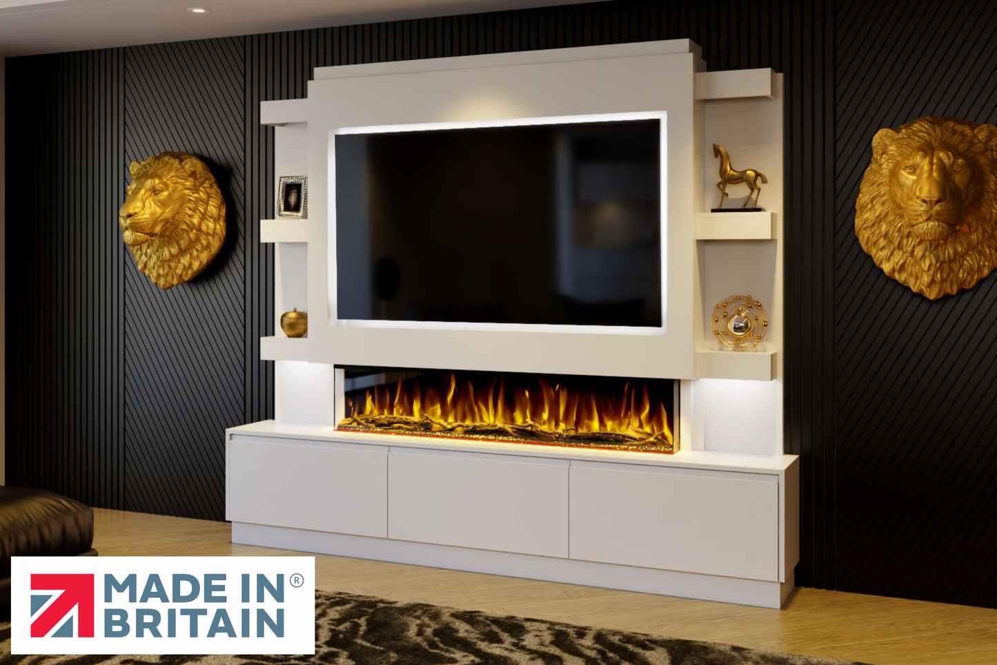 Evolution Fires - Pre-Built Media Wall Package 22 including Electric Fire-Media Walls-