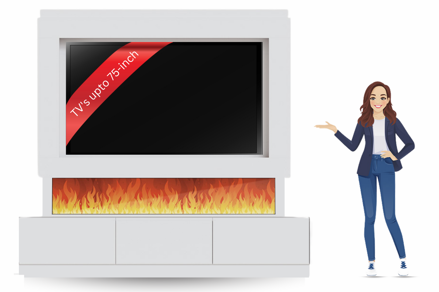 Evolution Fires - Pre-Built Media Wall Package 23 including Electric Fire-Media Walls-
