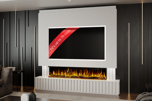 Evolution Fires Package 24 – Pre-Built Media Wall with Electric Fireplace