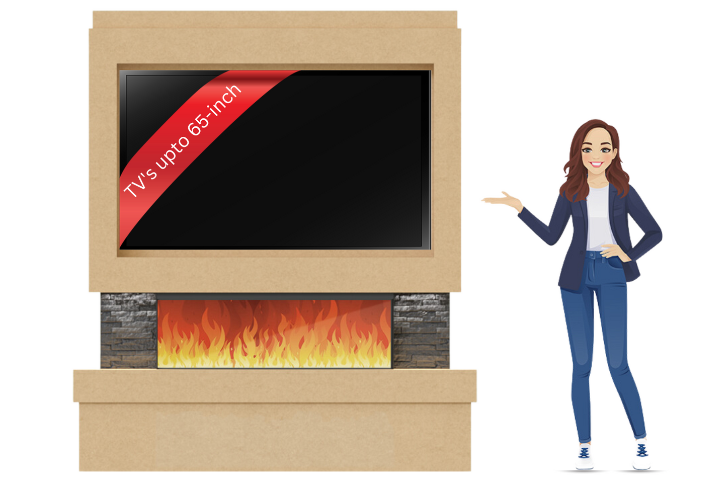 Evolution Fires Package 2 – Pre-Built Media Wall with Electric Fireplace-Media Walls-
