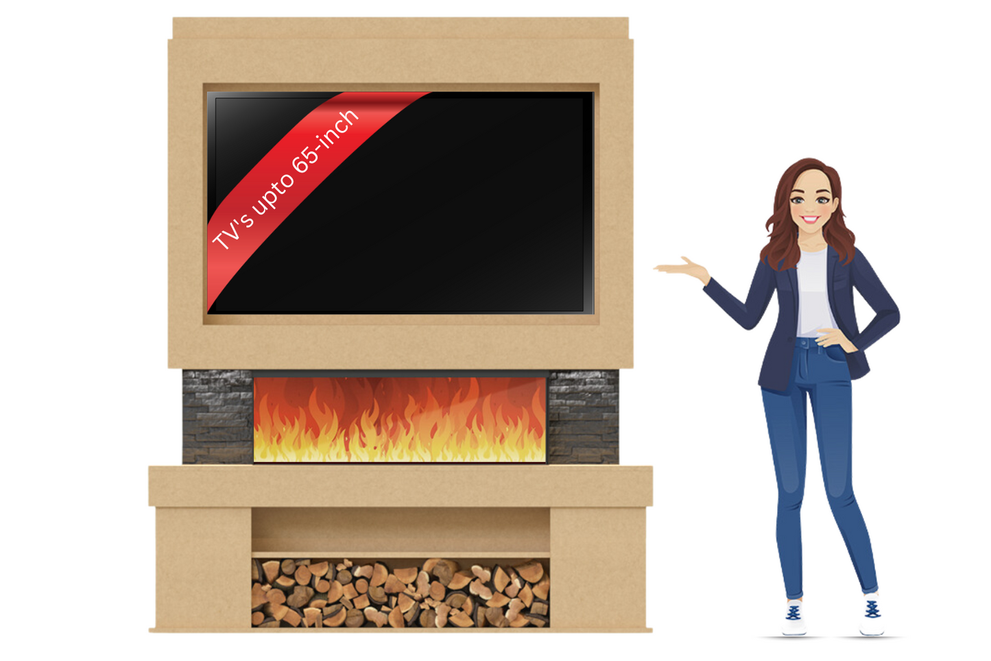 Evolution Fires Package 3 – Pre-Built Media Wall with Electric Fireplace-Media Walls-