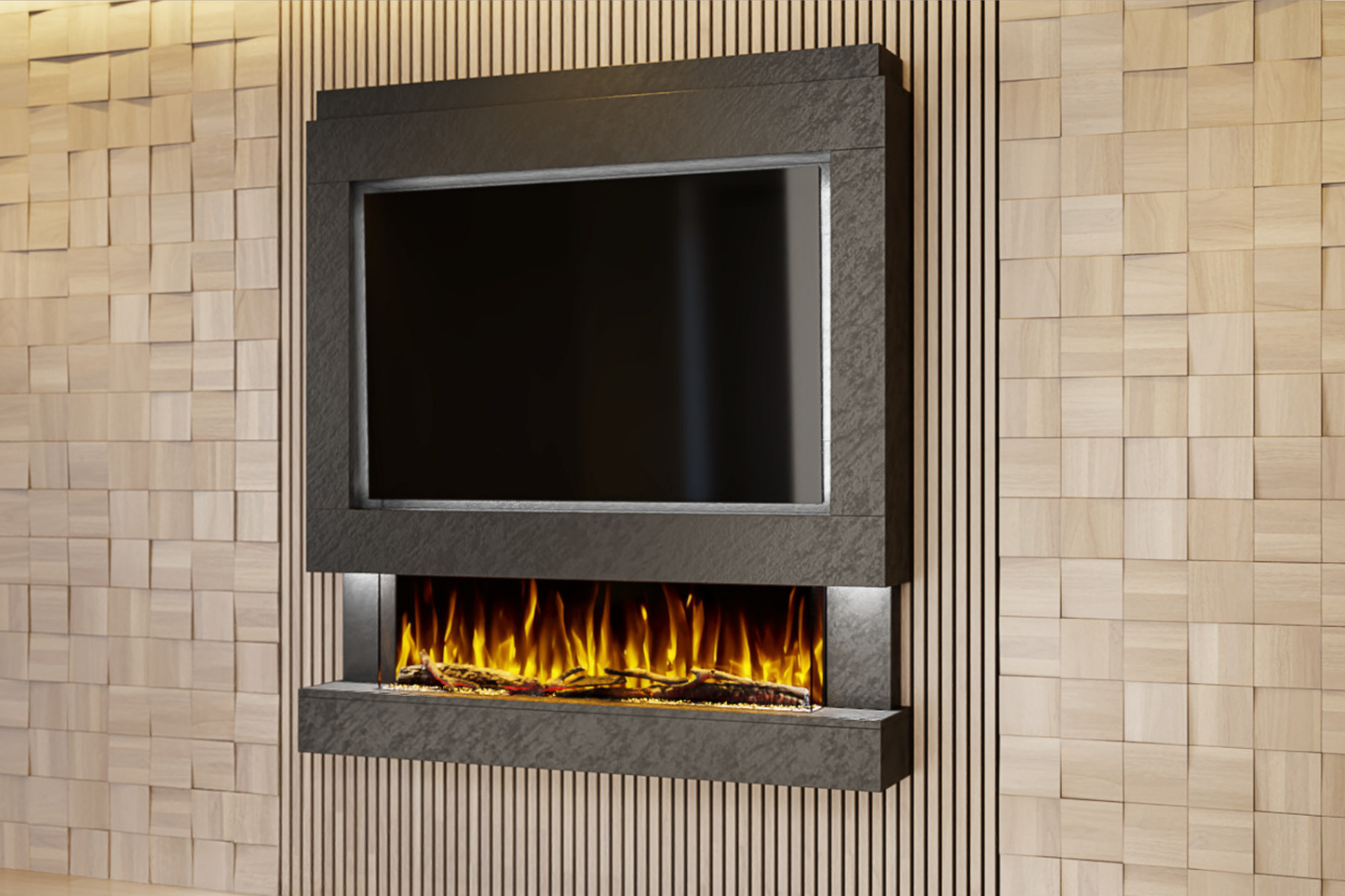 Evolution Fires Package 4 – Pre-Built Media Wall with Electric Fireplace