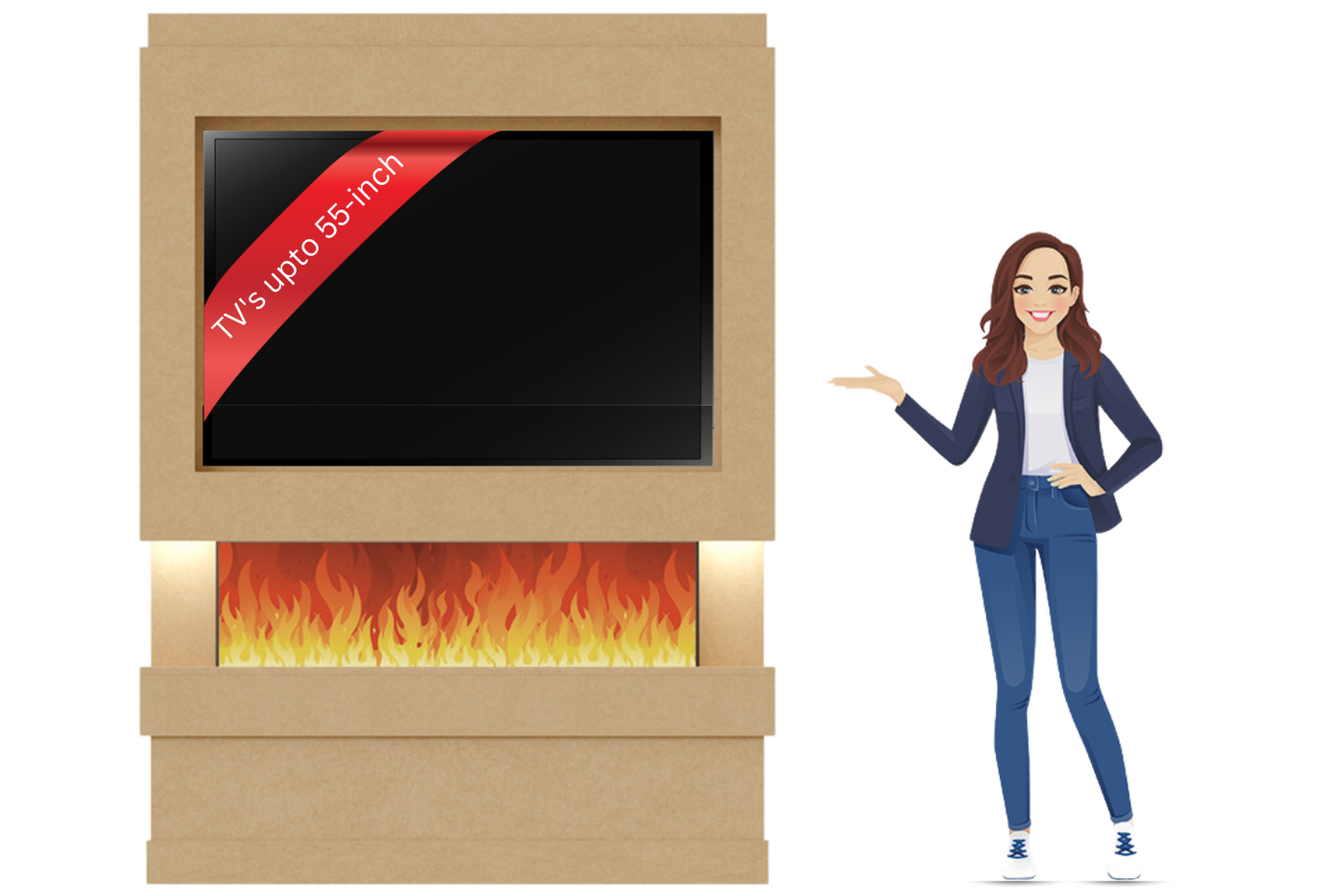 Evolution Fires Package 5 – Pre-Built Media Wall with Electric Fireplace-Media Walls-
