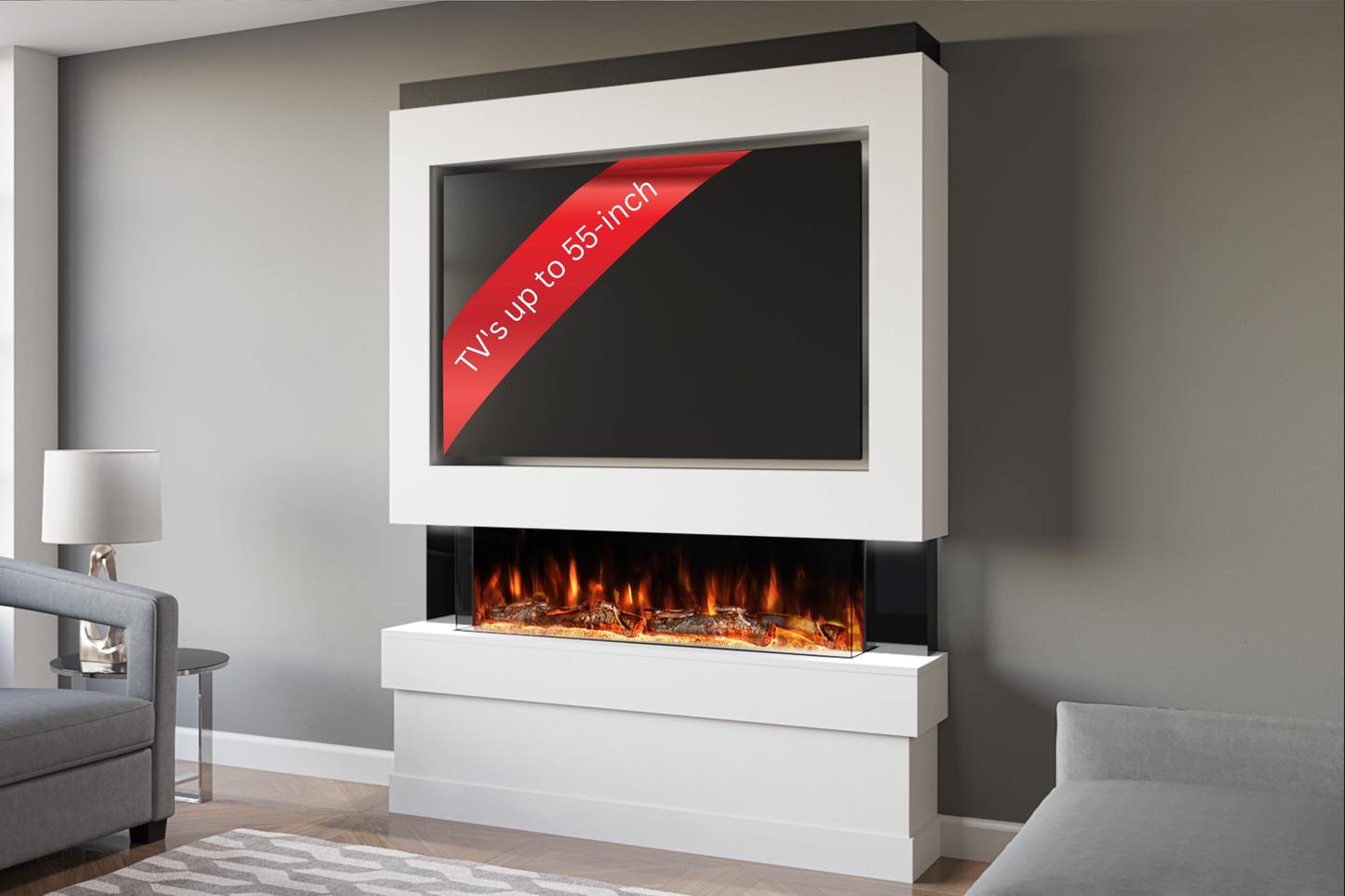 Evolution Fires Package 5 – Pre-Built Media Wall with Electric Fireplace