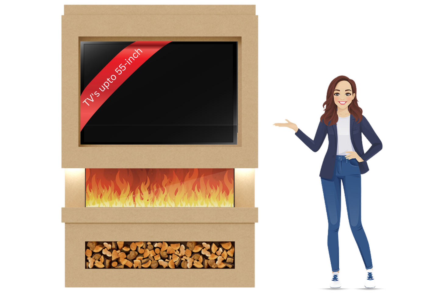 Evolution Fires Package 6 – Pre-Built Media Wall with Electric Fireplace-Media Walls-