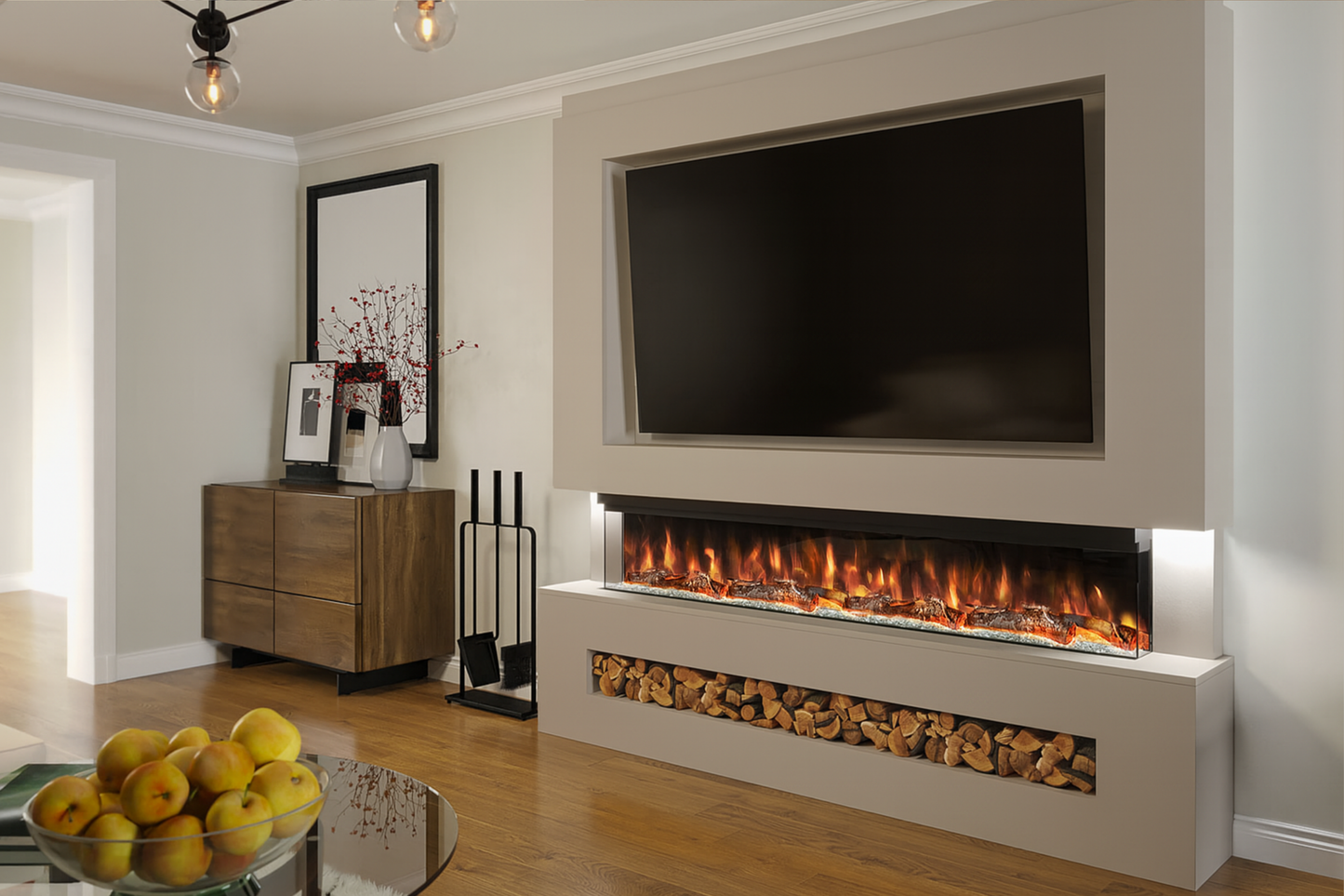 Evolution Fires Package 7 – Pre-Built Media Wall with Electric Fireplace