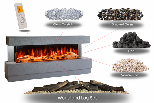 Evolution Fires - Raphael Electric Fireplace Suite - Grey Stone Effect