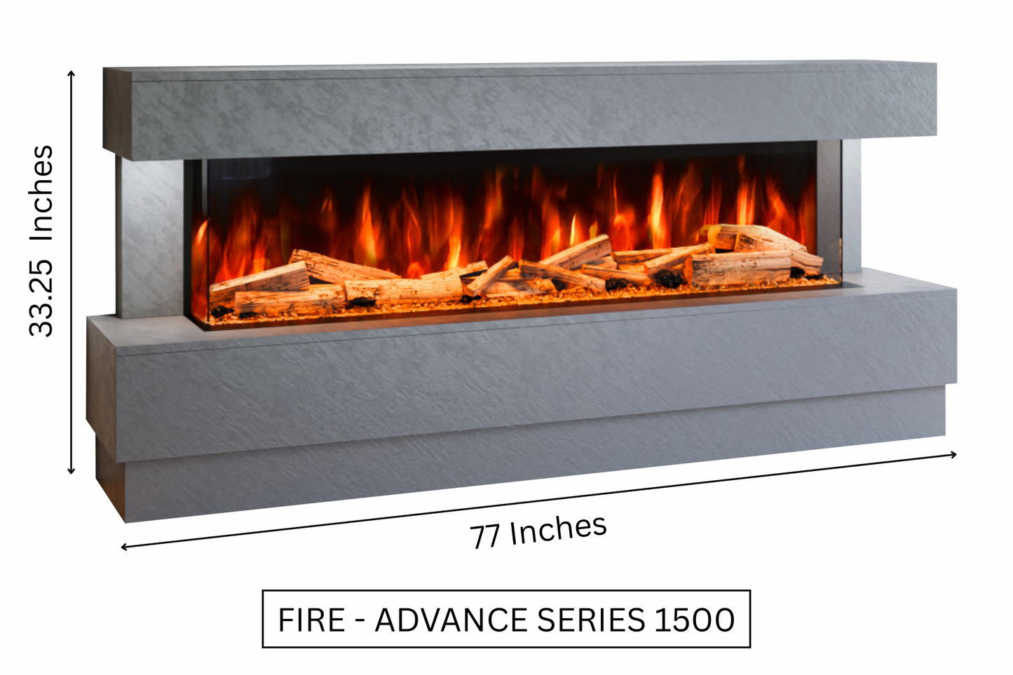 Evolution Fires - Raphael Electric Fireplace Suite - Grey Stone Effect