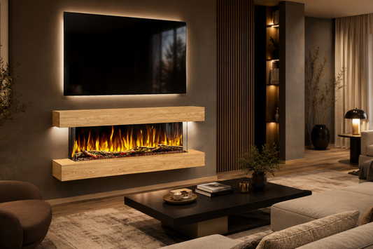Evolution Fires Studio 4 - Oak Wall-Mounted Electric Fireplace