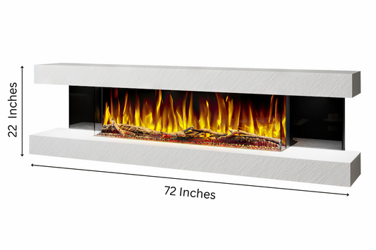 Evolution Fires - Vegas 72 - Wall-Mounted Electric Fireplace White Textured
