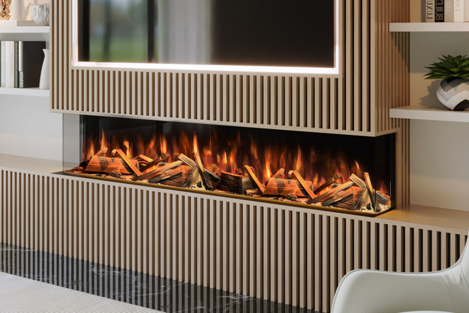 3 Sided Media Wall Fires