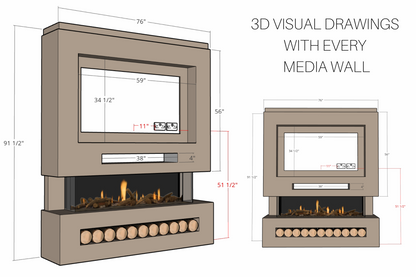 Evolution Fires Package 6 – Pre-Built Media Wall with Electric Fireplace-Media Walls-