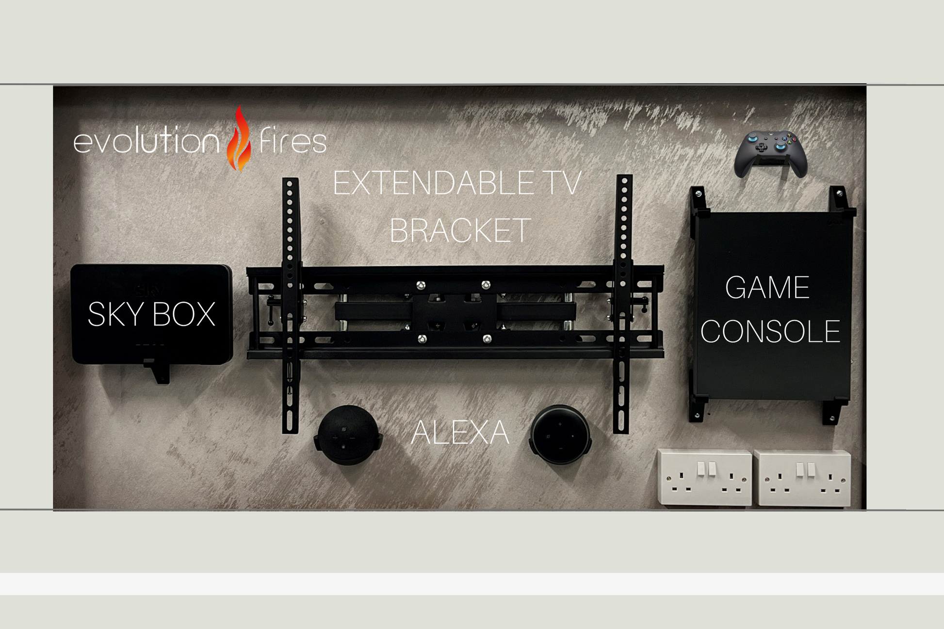 Evolution Fires Package 10 – Pre-Built Media Wall with Electric Fireplace-Media Walls-
