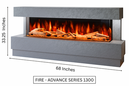 Evolution Fires - Raphael Electric Fireplace Suite - Grey Stone Effect