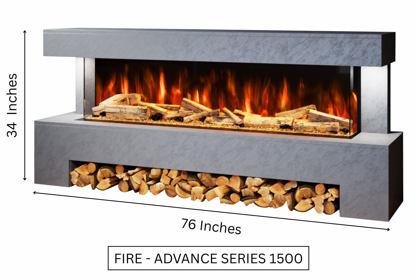 Evolution Fires Angelo Electric Fireplace Suite - Grey Stone Effect