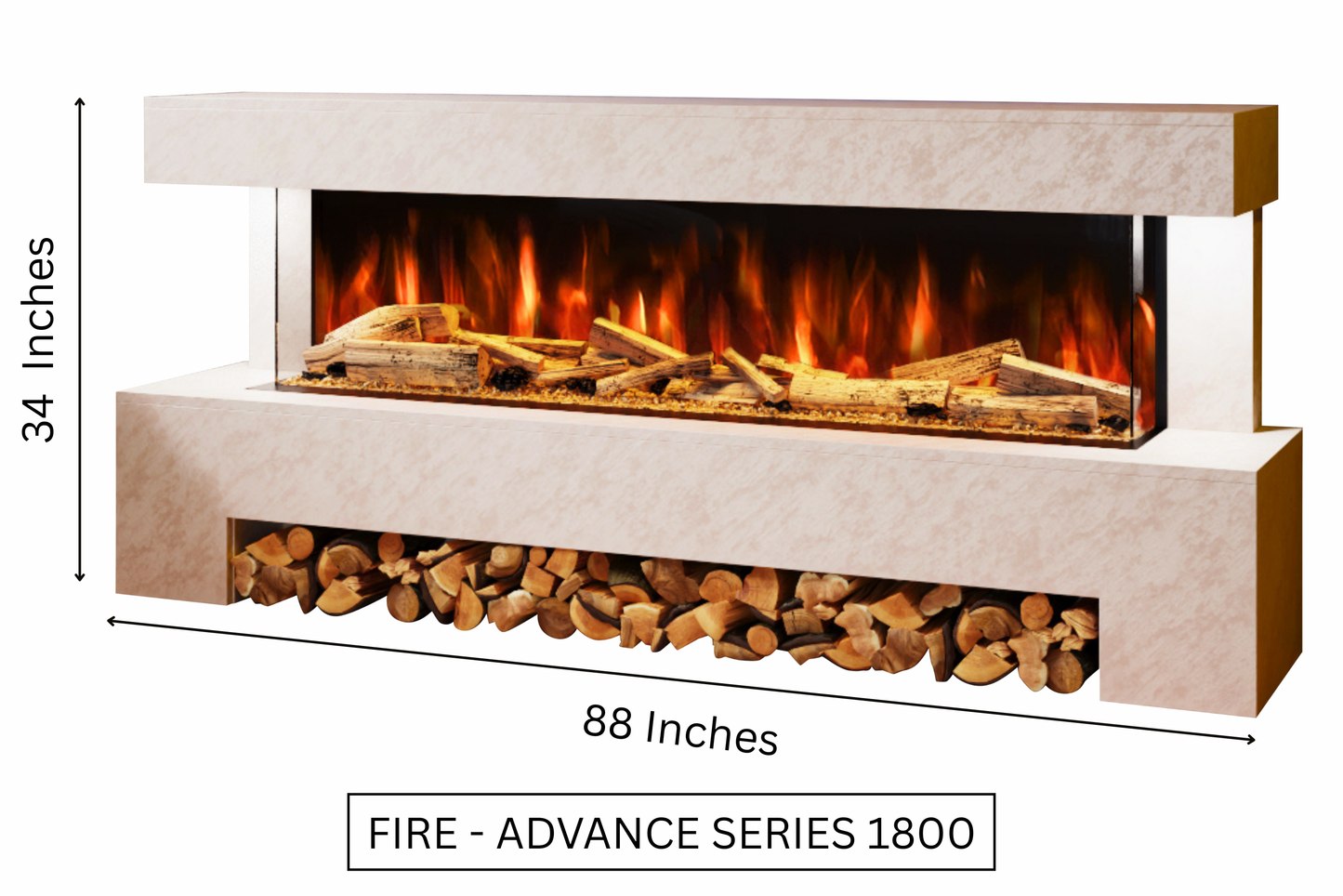 Evolution Fires Angelo Electric Fireplace Suite (Pearl Stone Effect)