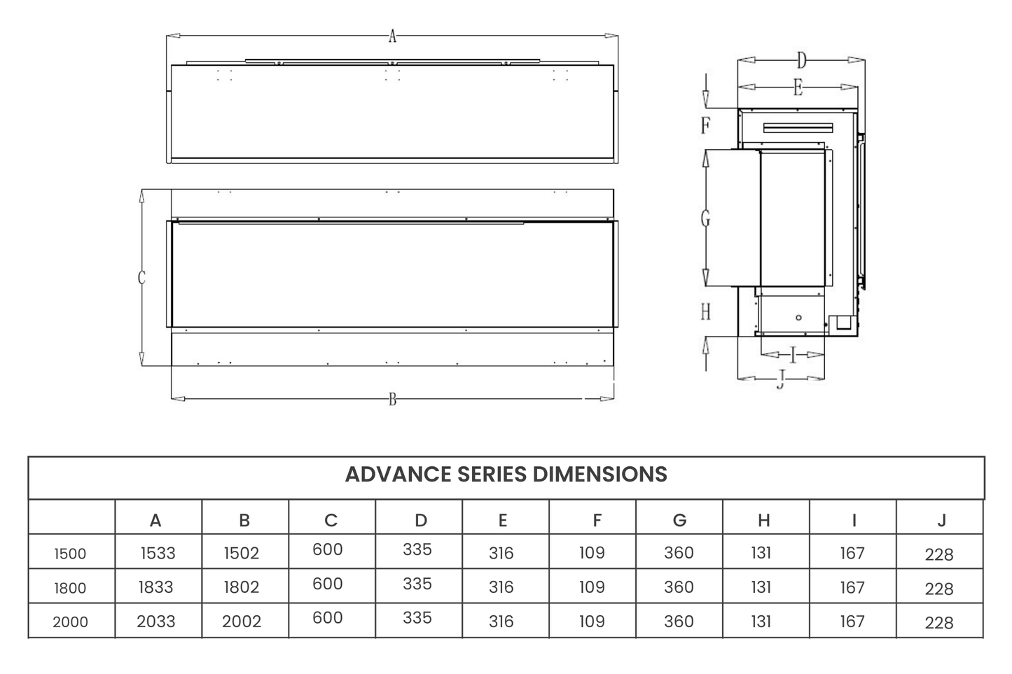 Evolution Fires Advance Series 1800 Media Wall Electric Fireplace